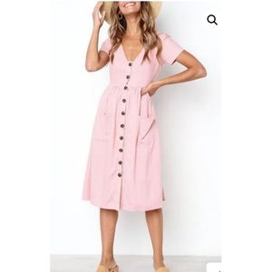 Pink Button Dress -NWOT